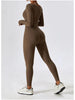 Square Neck Long Sleeve Sports Jumpsuit Trendsi