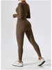 Square Neck Long Sleeve Sports Jumpsuit Trendsi