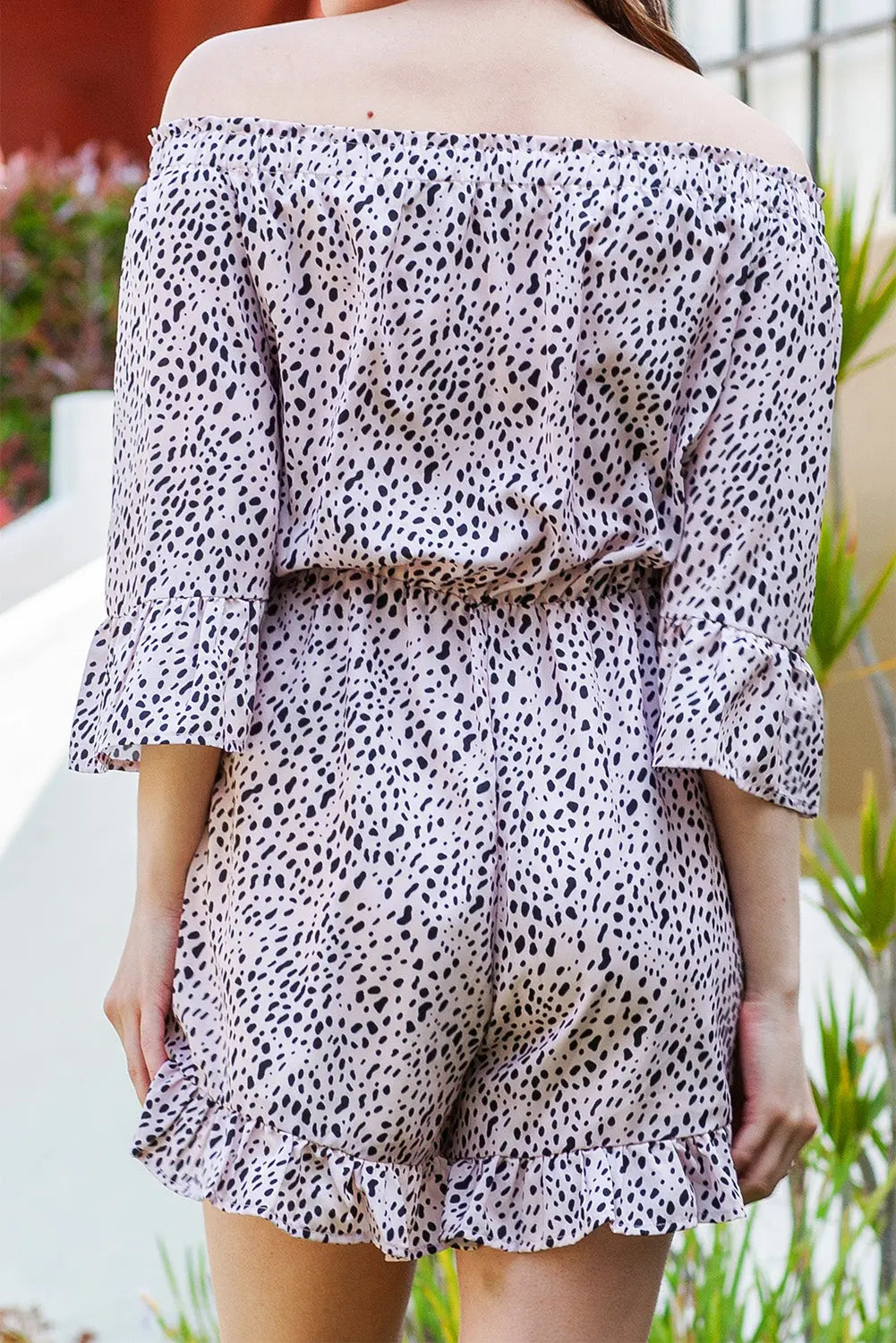 Printed  Ruffled Romper Trendsi