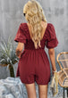 Square Neck Short Sleeve Smocked Romper Trendsi