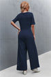 Scoop Neck Half Sleeve Wide Leg Jumpsuit Trendsi
