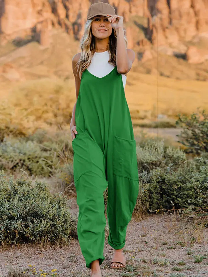   Sleeveless V-Neck Pocketed Jumpsuit Trendsi