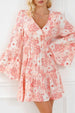 Smocked Printed Flare Sleeve Mini Dress -BazaarBey - www.shopbazaarbey.com