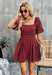 Square Neck Short Sleeve Smocked Romper Trendsi
