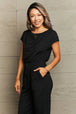 Boat Neck Short Sleeve Jumpsuit with Pockets Trendsi