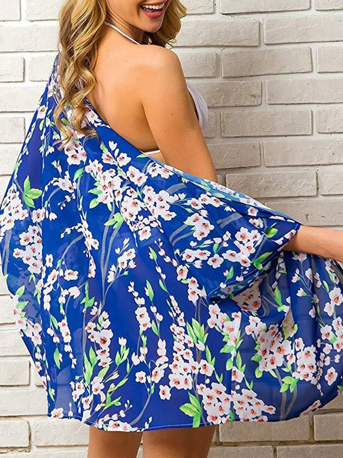 Open Front Half Sleeve Cover-Up Trendsi