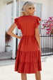 Ruched Notched Cap Sleeve Dress -BazaarBey - www.shopbazaarbey.com