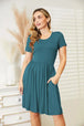  Full Size Short Sleeve Dress with Pockets -BazaarBey - www.shopbazaarbey.com