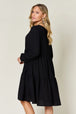  Full Size V-Neck Balloon Sleeve Tiered Dress -BazaarBey - www.shopbazaarbey.com