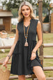 Frill Notched Sleeveless Mini Dress -BazaarBey - www.shopbazaarbey.com