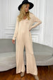 Long Sleeve V-Neck Jumpsuit with Pockets Trendsi