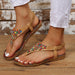 Beaded PU Leather Open Toe Sandals Trendsi