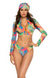Printed Zip Up Three-Piece Swim Set Trendsi