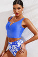 Half Snap Square Neck Tankini Set Trendsi