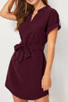 Tied Notched Short Sleeve Dress -BazaarBey - www.shopbazaarbey.com
