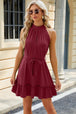Ruched  Neck Tie Waist Mini Dress -BazaarBey - www.shopbazaarbey.com