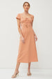  Square Neck Short Sleeve Midi Dress -BazaarBey - www.shopbazaarbey.com