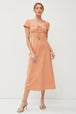  Square Neck Short Sleeve Midi Dress -BazaarBey - www.shopbazaarbey.com