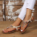 Beaded PU Leather Open Toe Sandals Trendsi