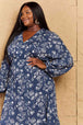  Night Out Full Size Balloon Sleeve Floral Midi Dress -BazaarBey - www.shopbazaarbey.com
