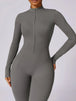 Zip Up Mock Neck Long Sleeve Jumpsuit Trendsi