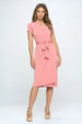  Tie Front  Short Sleeve Dress -BazaarBey - www.shopbazaarbey.com