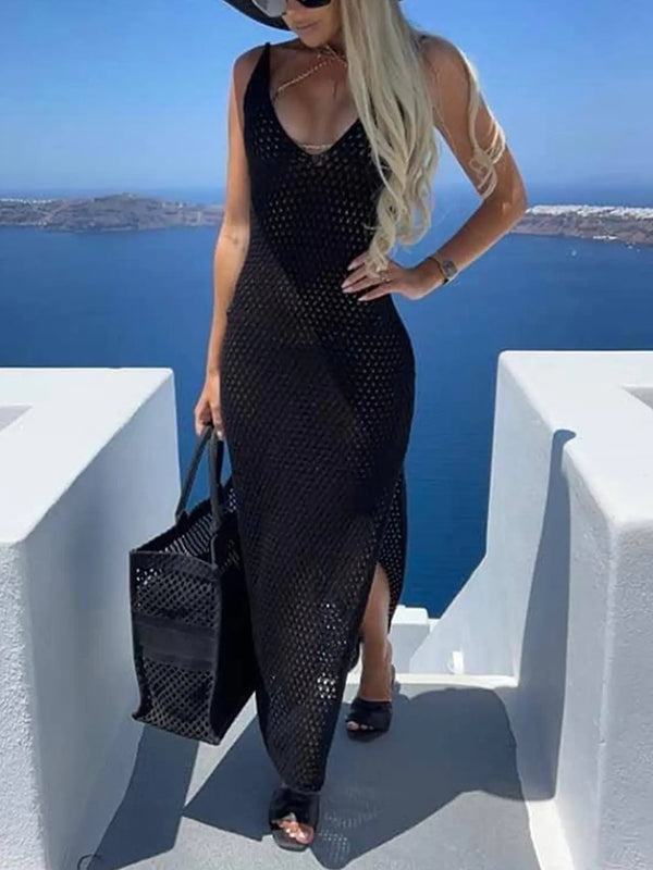 BazaarBey Slit  V-Neck Sleeveless Cover Up 