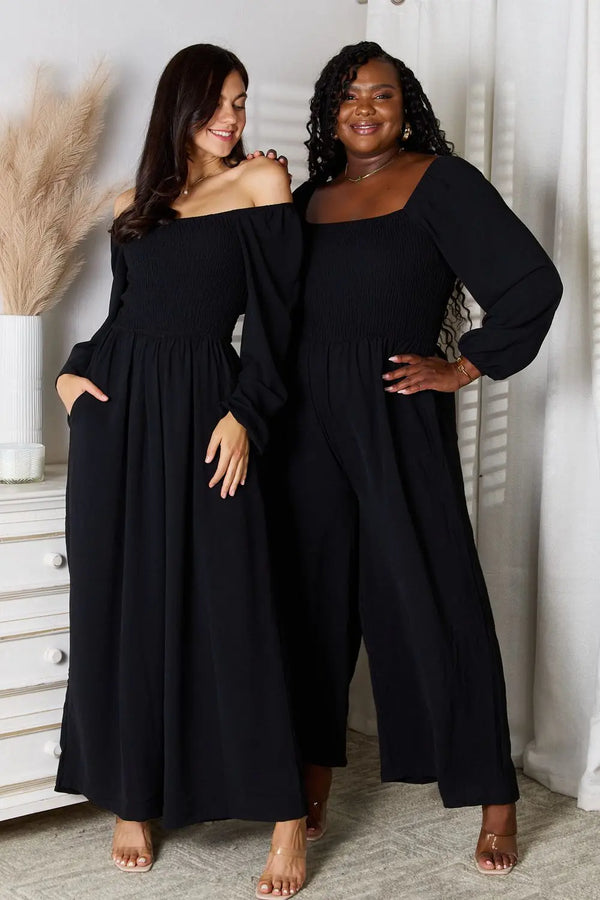  Square Neck Jumpsuit with Pockets Trendsi