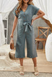 Tie-Waist Buttoned Cropped Jumpsuit Trendsi