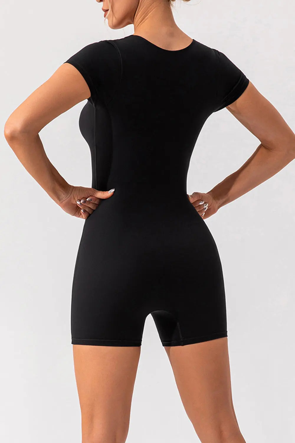 Square Neck Cap Sleeve Active Romper Trendsi