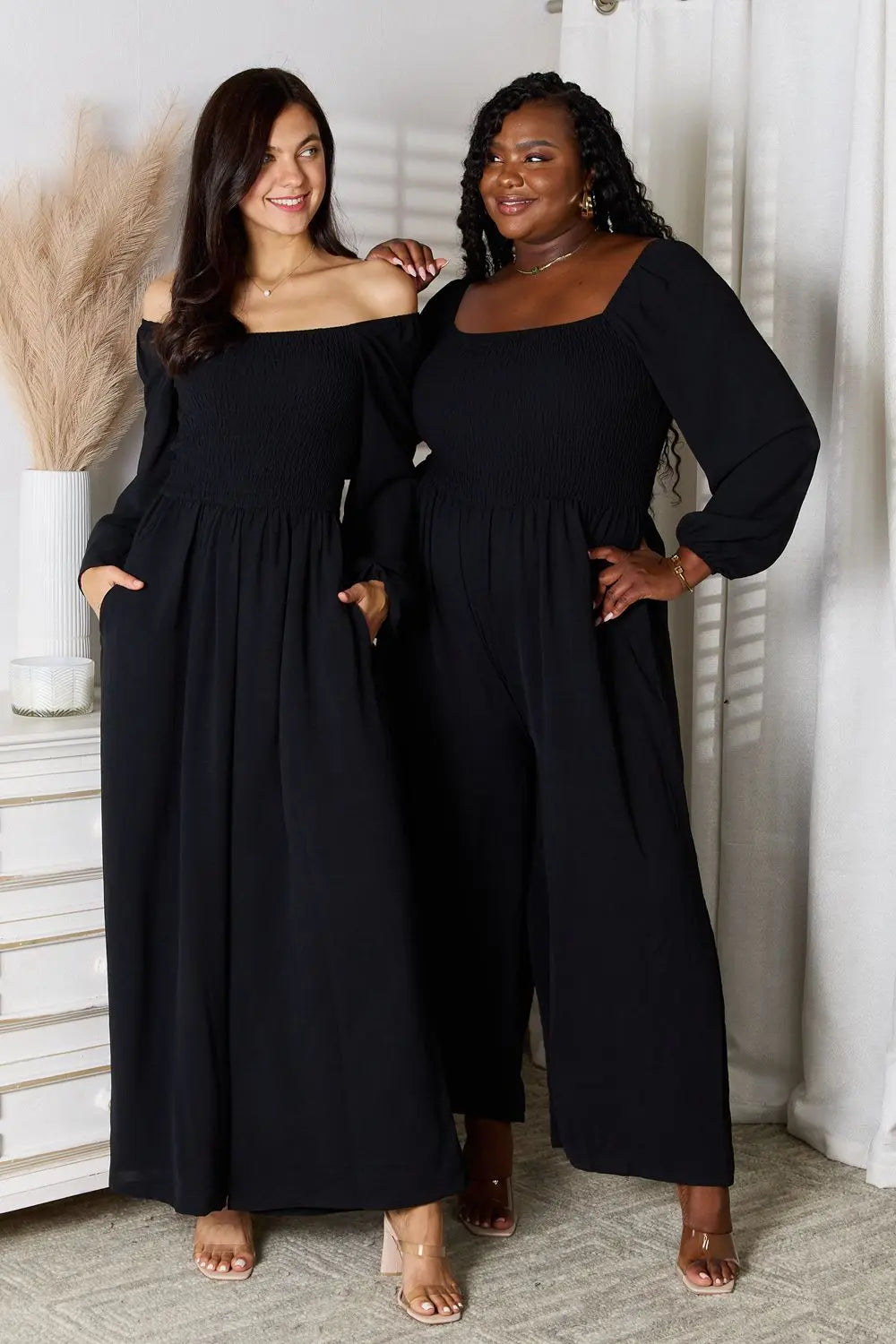  Square Neck Jumpsuit with Pockets Trendsi