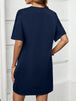 V-Neck Short Sleeve Mini Dress -BazaarBey - www.shopbazaarbey.com