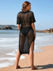 Slit Openwork  Short Sleeve Cover-Up Trendsi