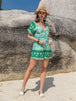 Tied Printed Short Sleeve Romper Trendsi