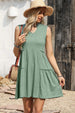 Frill Notched Sleeveless Mini Dress -BazaarBey - www.shopbazaarbey.com