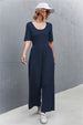 Scoop Neck Half Sleeve Wide Leg Jumpsuit Trendsi