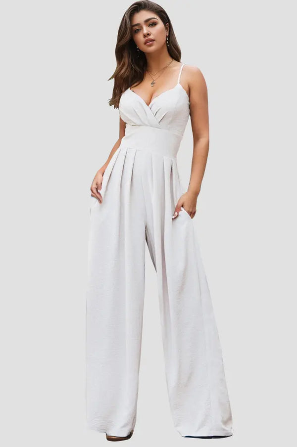 BazaarBey Spaghetti Strap Wide Leg Jumpsuit 