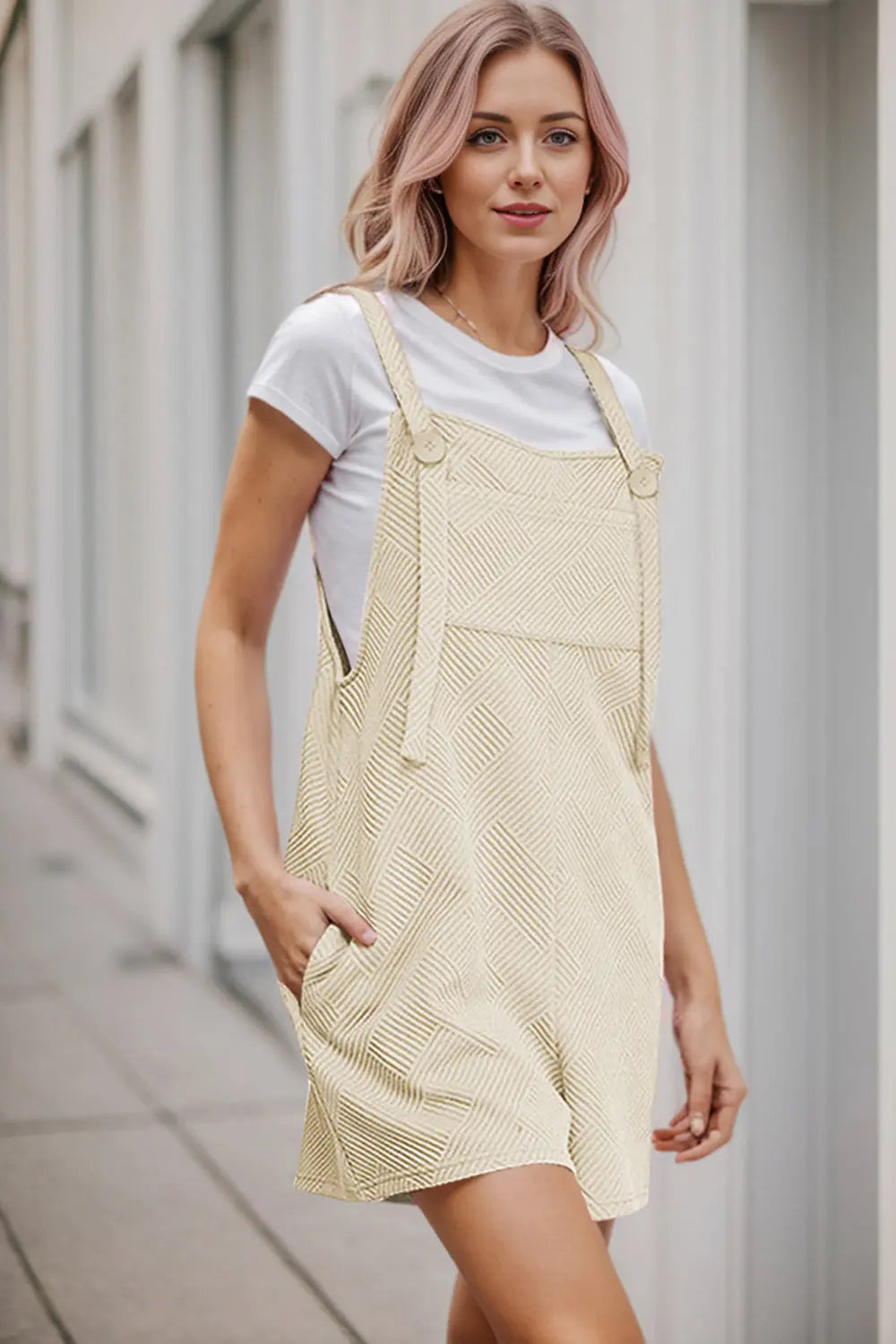 Textured Overall with Pockets Trendsi