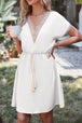 Tassel V-Neck Short Sleeve Dress -BazaarBey - www.shopbazaarbey.com