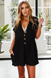 Pocketed V-Neck Short Sleeve Romper Trendsi