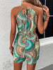 Printed Grecian Neck Romper Trendsi