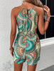 Printed Grecian Neck Romper Trendsi