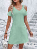  V-Neck Cold-Shoulder Dress -BazaarBey - www.shopbazaarbey.com