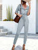 Buttoned Half Sleeve Round Neck Jumpsuit Trendsi