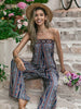 Tied Printed Tube Wide Leg Jumpsuit Trendsi