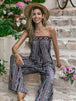 Tied Printed Tube Wide Leg Jumpsuit Trendsi