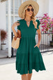 Ruched Notched Cap Sleeve Dress -BazaarBey - www.shopbazaarbey.com