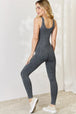  Ribbed V-Neck Sleeveless Jumpsuit Trendsi