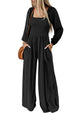 Square Neck Raglan Sleeve Jumpsuit with Pocket Trendsi
