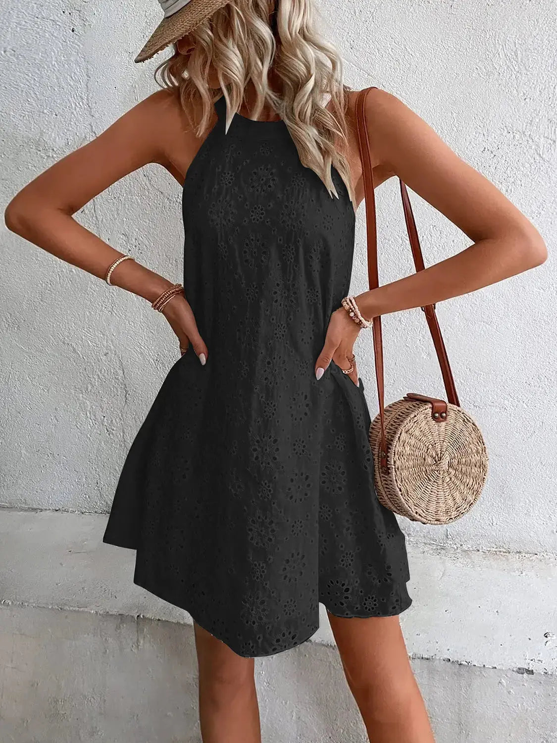   Neck Mini Dress -BazaarBey - www.shopbazaarbey.com